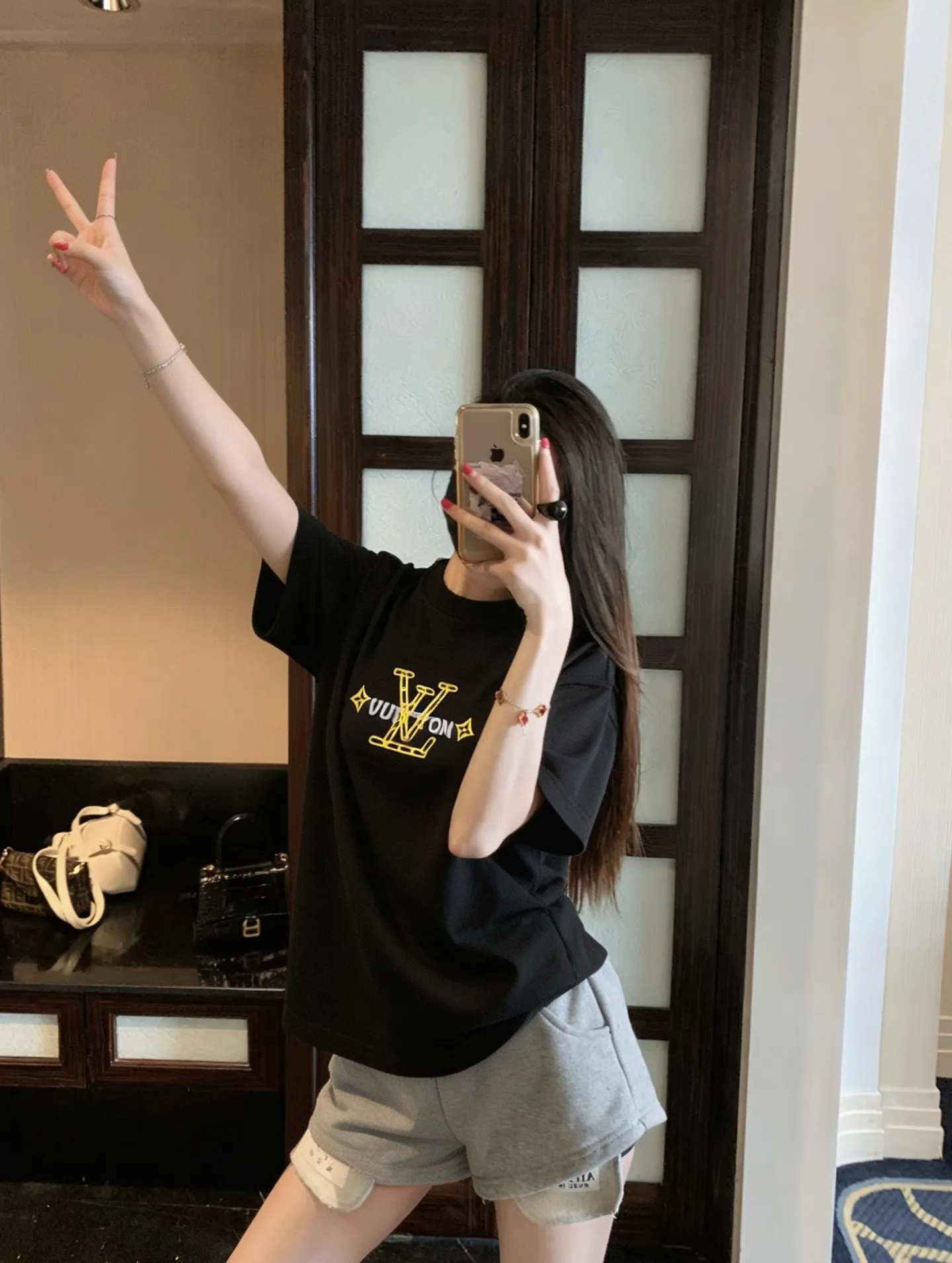Louis Vuitton/Louis Vuitton foam logo printed short sleeves